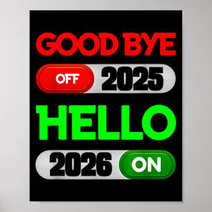 Frohes Neues Jahr 2026 Auf Wiedersehen 2025 Hallo Poster