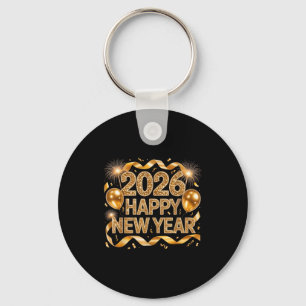Frohes Neues Jahr 2026 Ballon Retro Lustige Famili Schlüsselanhänger