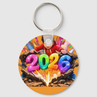 Frohes Neues Jahr 2026 Buntes 3D-Schlüsselanhänger Schlüsselanhänger