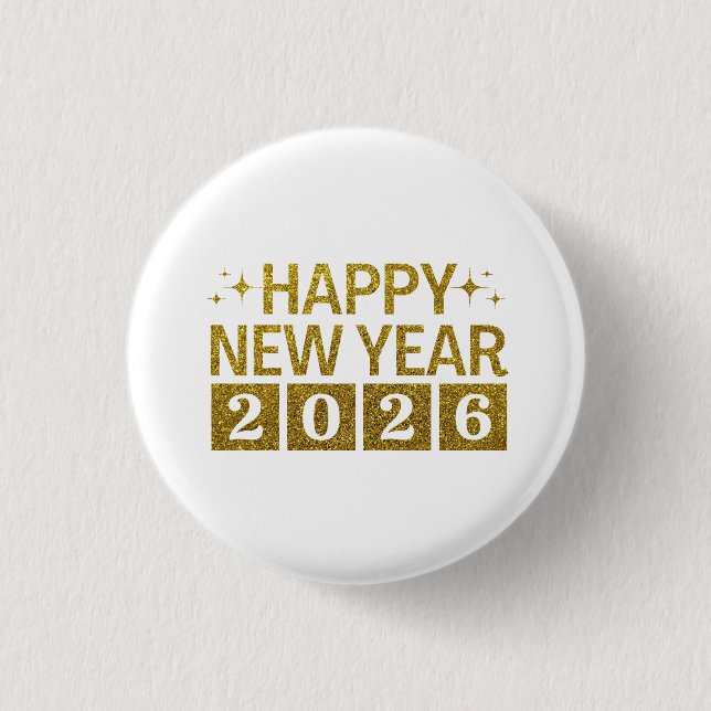 Frohes Neues Jahr 2026 Button (Vorderseite)