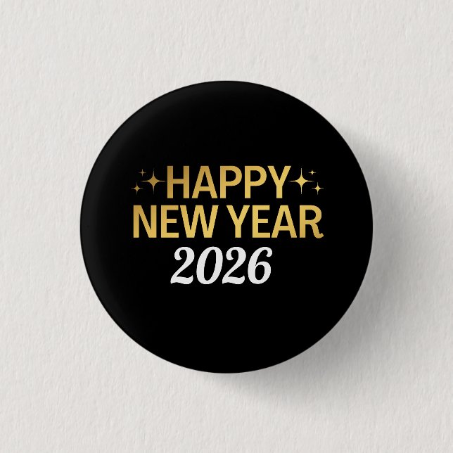 Frohes Neues Jahr 2026 Button (Vorderseite)