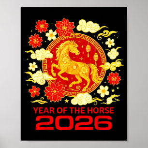 Frohes Neues Jahr 2026 Chinesisches Neujahr Pferd Poster