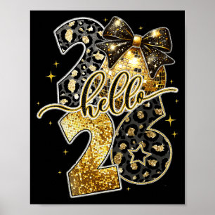 Frohes Neues Jahr 2026 Coquette Bogen Golden Famil Poster