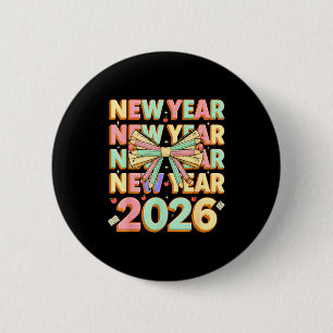 Frohes Neues Jahr 2026 Coquette Schleifen Neujahrs Button