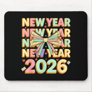 Frohes Neues Jahr 2026 Coquette Schleifen Neujahrs Mousepad