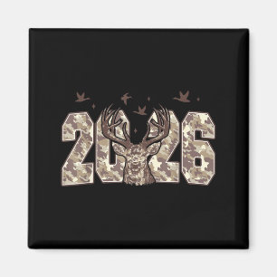 Frohes neues Jahr 2026 Deer Buck Jagd Tarndruck Ta Magnet