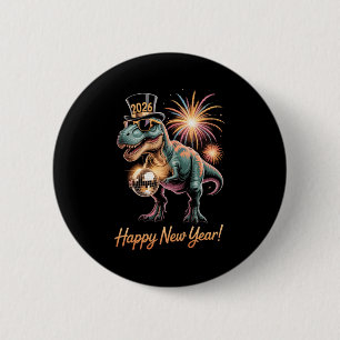 Frohes Neues Jahr 2026 Dinosaurier Lustiger Dino-S Button