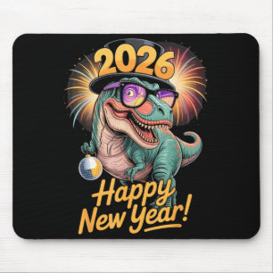 Frohes neues Jahr 2026 Dinosaurier Lustiges T-Rex Mousepad