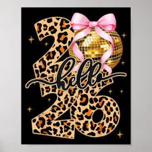Frohes Neues Jahr 2026 Disco Ball Bow Silvester Poster