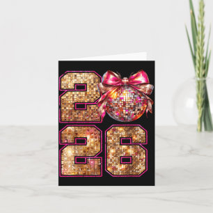 Frohes Neues Jahr 2026 Disco Ball Nk Coquette Schl Karte