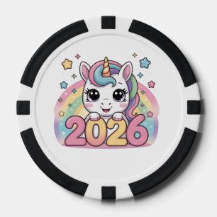 Frohes Neues Jahr 2026 Einhornliebhaber Magische V Pokerchips