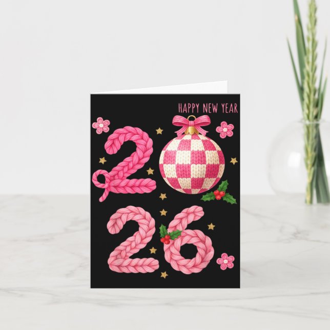 Frohes neues Jahr 2026 Familie passende Häkeln Män Karte (Vorderseite)