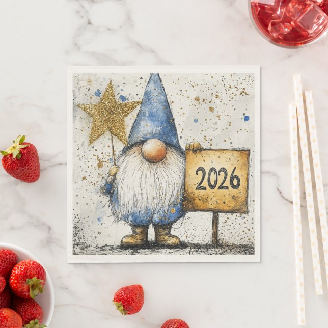 Frohes neues Jahr 2026, Feier Serviette (Beispiel)