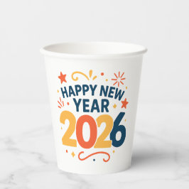 Frohes neues Jahr 2026 Festive Papier Party Tassen Pappbecher