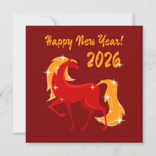 Frohes Neues Jahr 2026 Feuerpferd Chinesischer Zod Karte
