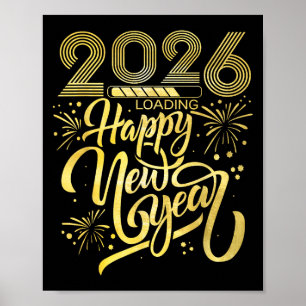 Frohes neues Jahr 2026 Feuerwerk Laden Poster