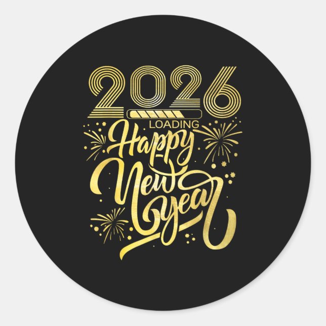 Frohes neues Jahr 2026 Feuerwerk Laden Runder Aufkleber (Vorderseite)