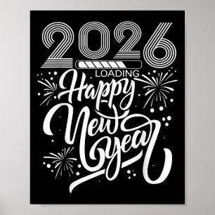 Frohes Neues Jahr 2026 Feuerwerk lädt zum Neujahrs Poster