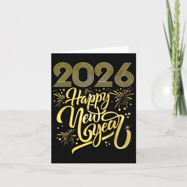 Frohes neues Jahr 2026 Feuerwerkskörper Karte (Vorderseite)
