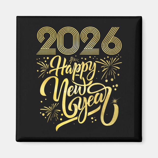 Frohes neues Jahr 2026 Feuerwerkskörper Magnet (Vorne)