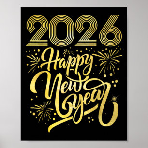Frohes neues Jahr 2026 Feuerwerkskörper Poster