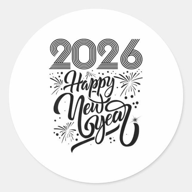 Frohes neues Jahr 2026 Feuerwerkskörper Runder Aufkleber (Vorderseite)