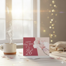 Frohes Neues Jahr 2026 Florales Elegantes Magnolie