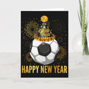 Frohes Neues Jahr 2026 Fußball-Partyhut Silvester Karte