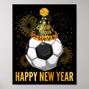 Frohes neues Jahr 2026 Fußball-Partyhut Silvester Poster