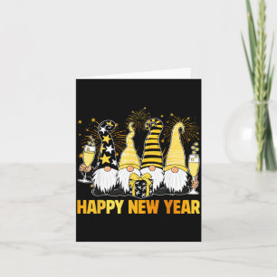Frohes Neues Jahr 2026 Gnome trinken Champagner Ne Karte