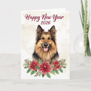 Frohes Neues Jahr 2026 Hund Grußkarte Karte