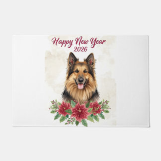 Frohes Neues Jahr 2026 Hund Willkommens Türmatte