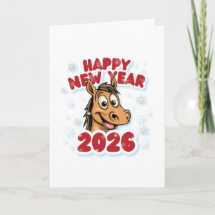 Frohes Neues Jahr 2026: Jahr des Pferd-Maskottchen Karte