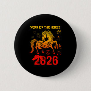 Frohes Neues Jahr 2026 Jahr des Pferdes Chinesisch Button