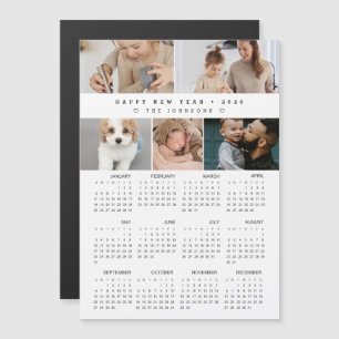 Frohes Neues Jahr 2026 Kalender FotoCollage Magnetkarte