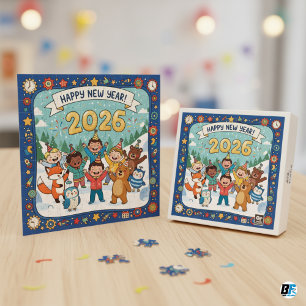 Frohes Neues Jahr 2026 Kinder-Puzzle Festliches Ti