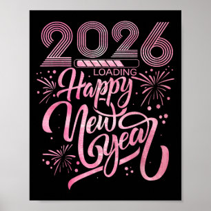 Frohes neues Jahr 2026 Laden von Feuerwerkskörpern Poster