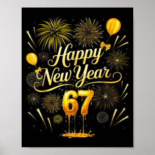 Frohes neues Jahr 2026 Lustig 67 Sechs Sieben Meme Poster
