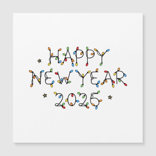 Frohes Neues Jahr 2026 Minimalistisches Design Magnetkarte (Vorderseite)