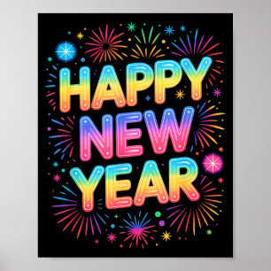 Frohes Neues Jahr 2026 Party Ballons, Feuerwerk Un Poster