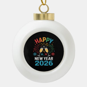 Frohes neues Jahr 2026 Party Lustig Silvester 2026 Keramik Kugel-Ornament