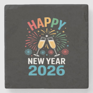 Frohes neues Jahr 2026 Party Lustiges Silvester 20 Steinuntersetzer