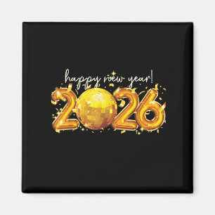 Frohes neues Jahr 2026 Retro Ball Celebration Magnet