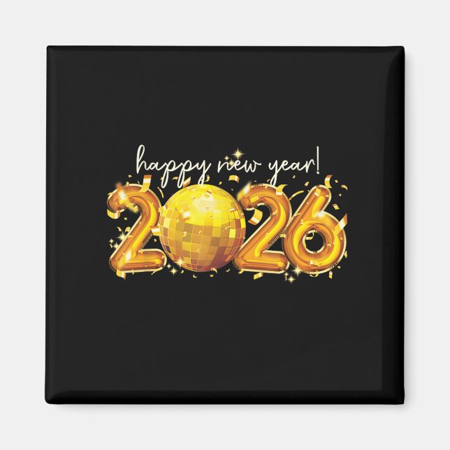 Frohes neues Jahr 2026 Retro Ball Celebration Magnet (Vorne)