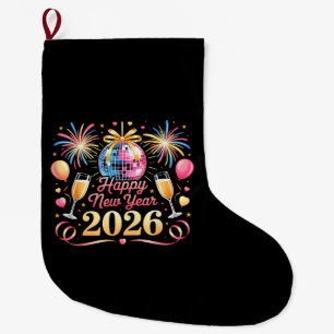 Frohes Neues Jahr 2026 Silvesterparty Countdown Großer Weihnachtsstrumpf