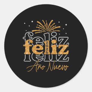 Frohes neues Jahr 2026 Spanische Silvesterparty Runder Aufkleber