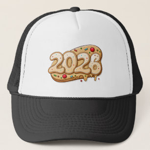 Frohes neues Jahr 2026 Süß-inspirierter Gold-Look- Truckerkappe