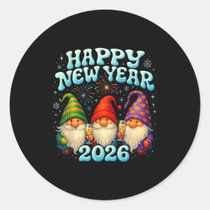 Frohes Neues Jahr 2026 Süße Gnom Party Geschenk Runder Aufkleber