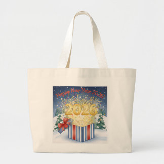 Frohes neues Jahr 2026 Tote Bag – Festliche Feuerw Jumbo Stoffbeutel