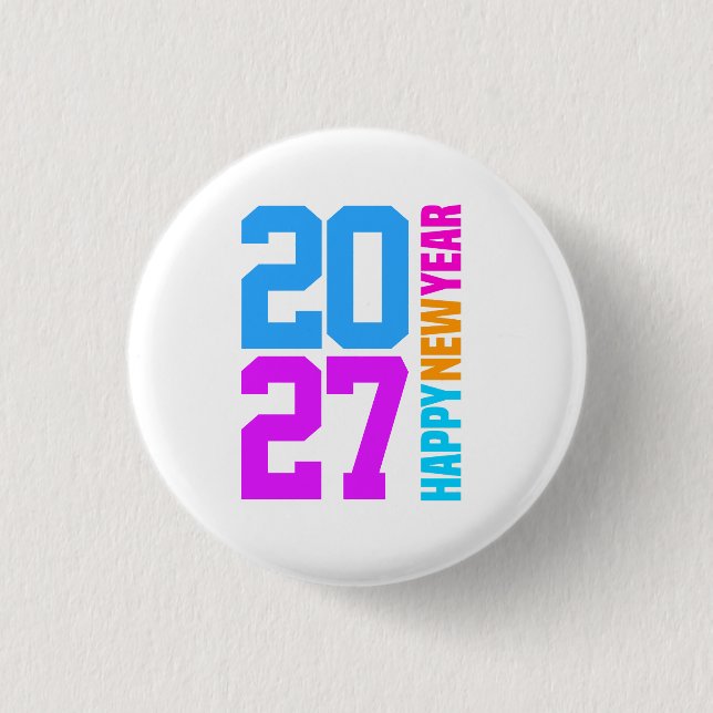 Frohes Neues Jahr 2027 Button (Vorderseite)